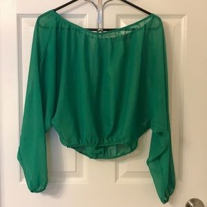 Green sheer blouse